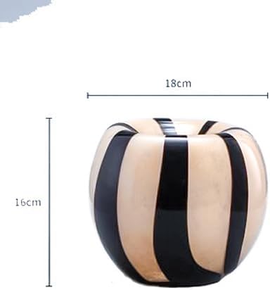 Creative Vase Black And White StripedGlass Vase Modern Decor Ceramic Vase For Flowers With Stripes - Aesthetic Room Decor For Living Room Shelf, Entryway Tableblack And White Striped Ball Glass - Image 6