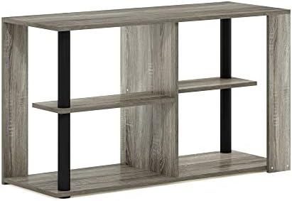 Furinno Romain Narrow End Table with Shelves, French Oak/Black - Image 5