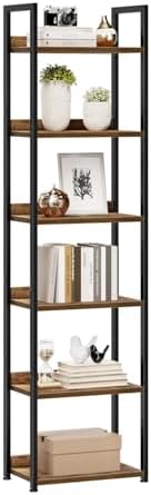 NUMENN Narrow Bookshelf, 6 Tier Freestanding Shelving Unit, Vintage by NUMENN