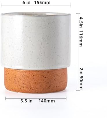6 Inch Ceramic Self Watering Planter with Drainage Hole, Grey - Image 2