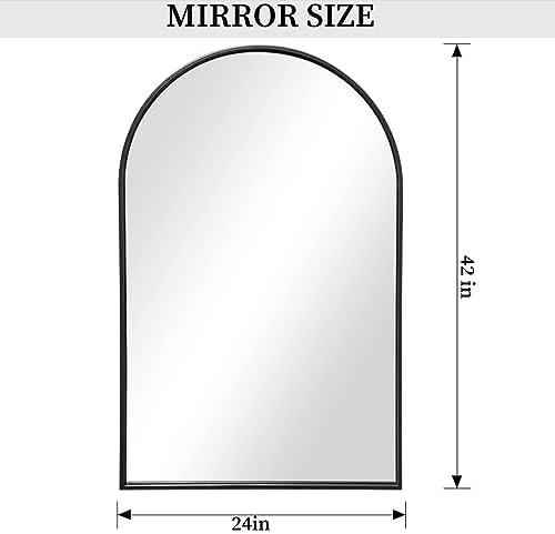 Dewfig Arched Wall Mirror, 42"x24" Bathroom Mirrors for Wall, Black - Image 5