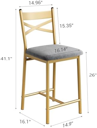 IDEALHOUSE 26" Bar Stools Set of 4, Counter Height Barstools with Back - Image 2