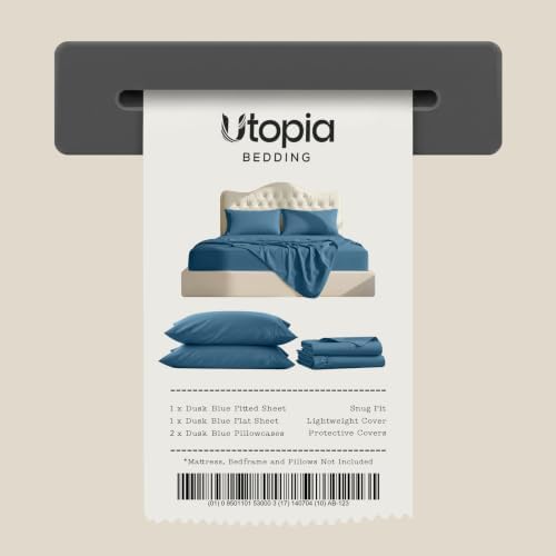 California King Sheets Set, 4 Pieces 16" Deep Pocket Bed Sheets, Dusk Blue - Image 7