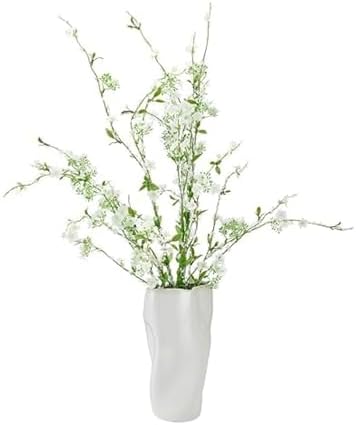 Elements Artificial White Flower Arrangement in White Ceramic Vase, Realistic Look and Feel by Elements