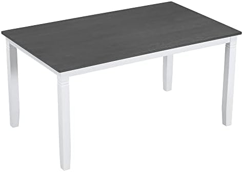 LUMISOL 6 Piece Solid Wood Dining Table Set, Upholstered Chair w/Bench Seat, Solid Wood Kitchen Room Table Set with Cross Back Chairs and Padded Bench for 6, GrayWash+White - Image 5