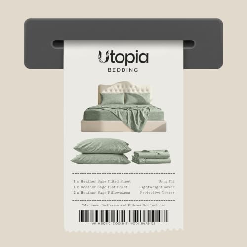 Cal King Sheets Set, 4 Pieces 16" Deep Pocket Bed Sheets, Heather Sage - Image 7