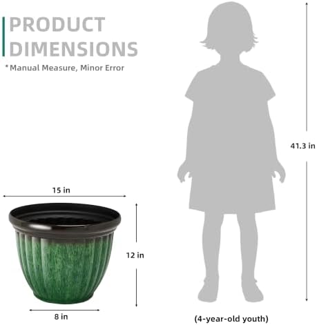 Autodaya 15" Large Planters For Outdoor Plants Set Of 2 Plastic Flower Pots - Image 6