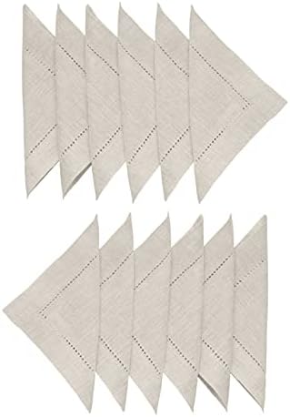 Solino Home 100% Linen Cocktail Napkins Light Natural, 6 x 6 in, Set of 12 by SolinoHome