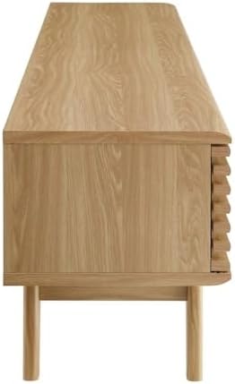 Modway Render Mid-Century Modern Low Profile 70 Inch Media Console TV Stand in Oak, 70" - Image 5