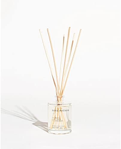 Brooklyn Candle Studio Reed Scent Diffuser - Love Potion - Relaxing Oil Diffuser, Jasmine, Lavender & Mandarin Fragrance, 8 Rattan Diffuser Reeds, Clean Ingredients - 3.7oz - Image 2