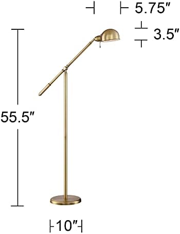 Dawson Antique Brass Adjustable Boom Arm Pharmacy 55" Tall Floor Lamp - Image 4