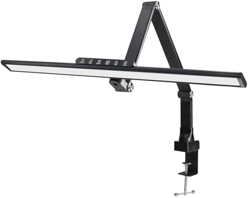 EXCELLO GLOBAL PRODUCTS Wellness Series 6-Touch Adjustable Clamp-On LED Desk Lamp, Space-Saving Dimmable Task Light for Office & Workbench, 17.5", Black by ExcelloGlobalProducts