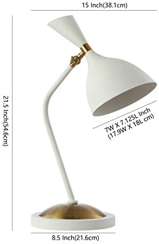 JONATHAN Y Albert 21.5" Mid-Century LED Metal Desk Lamp, White/Brass Gold - Image 4