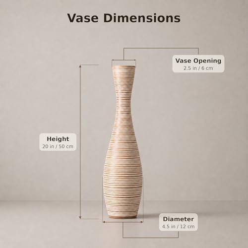 Leewadee Large Floor Vase 20 inches Polyresin for Pampas Grass, Dried Flowers - Image 4