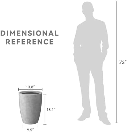 Kante Accent Round Tapered Pale Gray Concrete Planter 18.1" Tall, Outdoor - Image 7