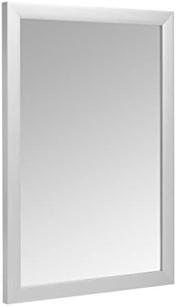 Amazon Basics Rectangular Wall Mount Mirror for Bedroom, Living Room, Entryway, Standard Trim, 20" x 28", Nickel by AmazonBasics