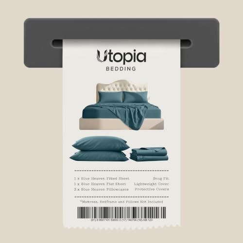 Queen Sheets Set, 4 Pieces 16" Deep Pocket Hotel Luxury Sheets, Blue Heaven - Image 7