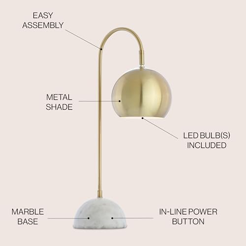 JONATHAN Y Stephen Arched 23.5" LED Task Table Lamp, Brass Gold/White - Image 2