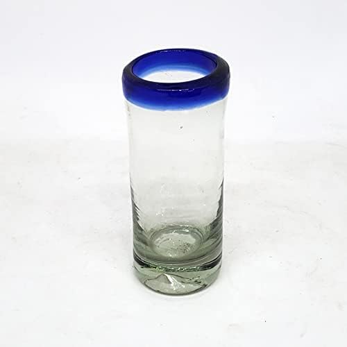 Cobalt Blue Rim 2 oz Tequila Shot Glasses (set of 6), Recycled Glass, Lead-free, Toxin-Free (Shot) - Image 2