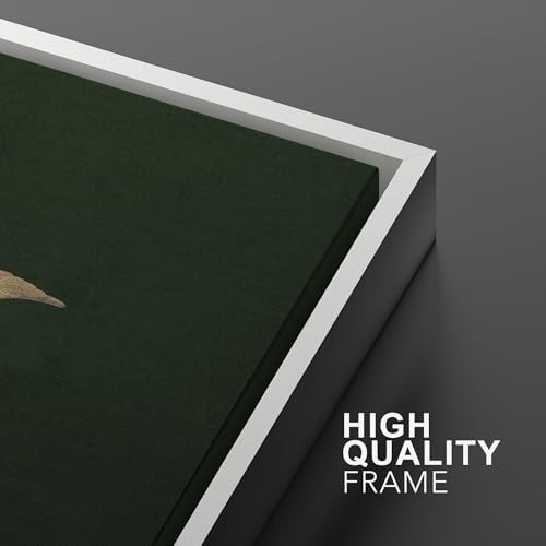 SIGNWIN Framed Canvas Print Wall Art Set Golden Cranes in Flight on Deep Green Illustrations Modern Art Rustic Colorful Ultra for Living Room, Bedroom, Office - 16"" x24 x2 White - Image 5