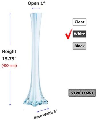 WGV Eiffel Tower Vase, Open 1", Height 16", (Multiple Sizes Choices) White Glass Floral Container with Sturdy Base, Flower Centerpiece for Wedding Event Home Decor, Arts Crafts, 1 Piece - Image 2