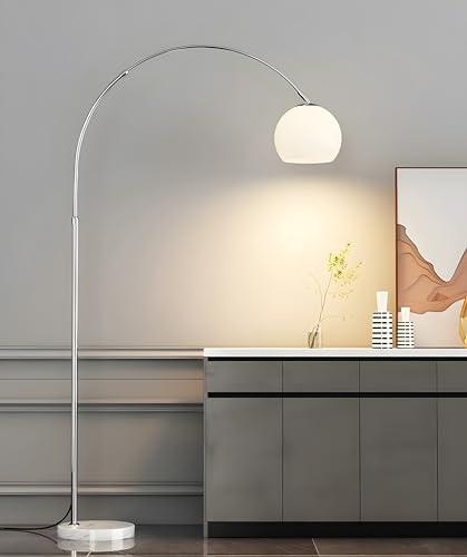 Mid Century Modern White Arc Floor Lamp for Living Room and Bedroom - Image 3