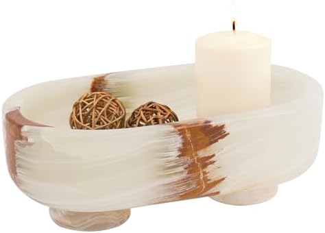 Radicaln Marble Oval Bowl with Stand 10" Decorative Bowl for Table Decor by RADICALn