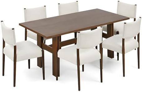 VilroCaz Modern 7 Pieces Dining Set, Rustic Farmhouse Solid Wood Kitchen Table Set for 6, 71'' Large Luxury Retro Country Dinner Set with 6 Chairs for Dining Room Kitchen - Image 2