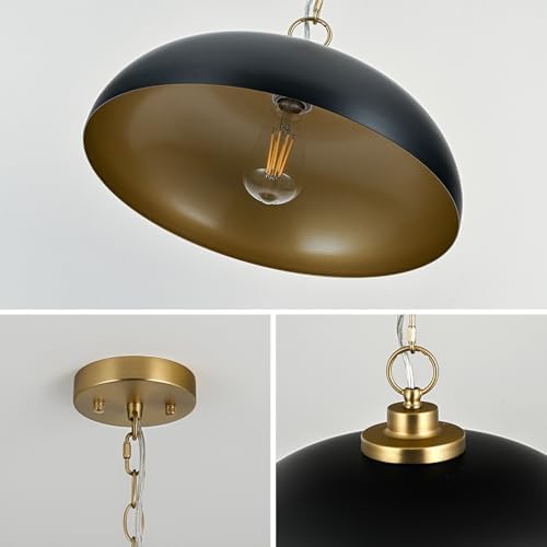 Lingkai 15.7" Pendant Light Fixtures, Farmhouse Pendant Lights Kitchen Island, Black Hanging Ceiling Light for Kitchen Island Dining Room - Image 5