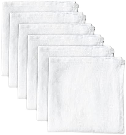 100% Pure Linen Dinner Cloth Napkins 15 x 15 Inch White - Set of 6 Pack European Flax Natural Fabric Washable for Home and Kitchen by LinendoHOME