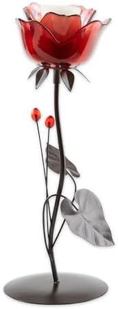 Zingz & Thingz Beauty in The Petals Collection Floral Tealight Candle Holder, 5x4.125x12.5, Romantic Rose - Image 2