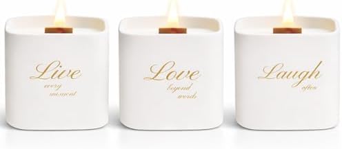 Set of 3 Premium Scented Soy Candles Gift Set | One Life Collection - Orange Blossom, White Tea & White Bloom | Crackling Wood Wick | Luxury Candle Set for Relaxation, Home Décor & Gifts | 9.8oz Each by LumiBrand