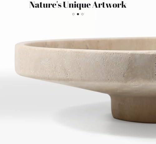 Koville Natural Italian Travertine Fruit Bowl for Kitchen Counter – 10" Decorative Stone Serving Decorative Bowl for Vegetables, Foods and Home Decor Centerpiece - Image 4