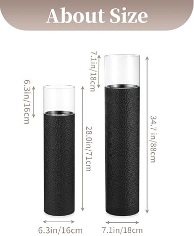Sziqiqi Tall Floor Candle Holders: 34/27in Hurricane Pillar Candle Holders - Image 5