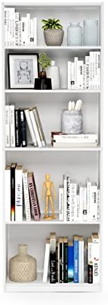 Furinno Jaya 5-Tier Book Shelf with Adjustable Shelves, Plain White - Image 7