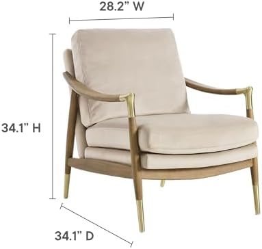 Modway Langford Stain-Resistant Performance Velvet Armchair – Mid Century Modern Velvet Chair with Wood Frame – Upholstered Accent Chair for Living Room or Bedroom - Image 3