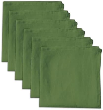 100% Pure Linen Dinner Cloth Napkins 15 x 15 Inch Green - Set of 6 Pack European Flax Natural Fabric Washable for Home and Kitchen by LinendoHOME