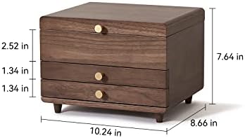 CHOSIN Wooden Jewelry Box, 3 Layer Large Jewelry Organizer for Women, Black Walnut Wood, Jewelry Storage for Necklaces Rings Earring Watches Bracelets,Ideal Gift for Her(No Mirror) - Image 6