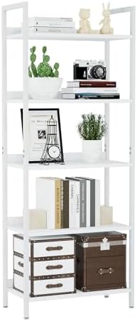 NUMENN Bookshelf, 5 Tier Freestanding Shelving Unit, White by NUMENN