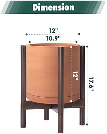 D'vine Dev Terracotta Pot with Walnut Wood Stand, 12 in, 55-B-W-5 - Image 3