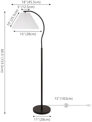 JONATHAN Y Devon 60.5" Modern Glam Arc Floor Lamp, Black - Image 4