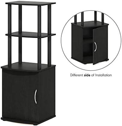 Furinno Turn-N-Tube Tall TV Entertainment Side Table Display Rack with Storage Cabinet, 2-Tier, Blackwood/Black - Image 6