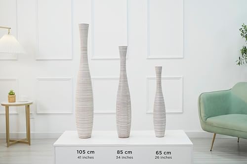 Leewadee Decorative Tall Floor Vase for Living Room Decor, 41 inches, White Wash, Resin - Image 5