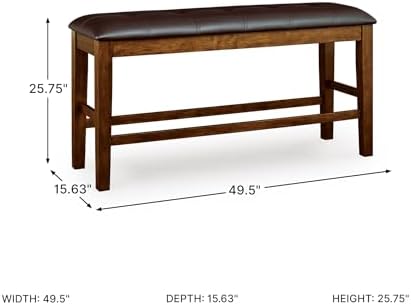Signature Design by Ashley Upholstered Counter Height Dining Bench, Brown - Image 3