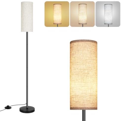 PARTPHONER Floor Lamp for Living Room, Modern Standing Lamps with Lampshade, Minimalist Tall Lamp with Foot Switch for Living Room, Bedroom, Kids Room, Office(Bulb Not Included) by PARTPHONER