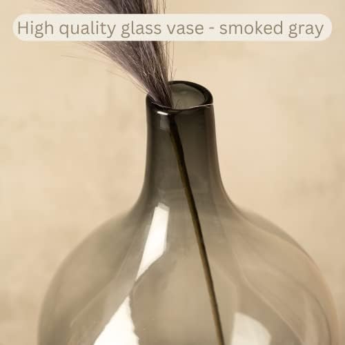 Floor Vase, Large Gray Glass Tall Big Vases - Image 2