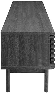 Modway Render Mid-Century Modern Low Profile 70 Inch Media Console TV Stand in Charcoal, 70" - Image 3