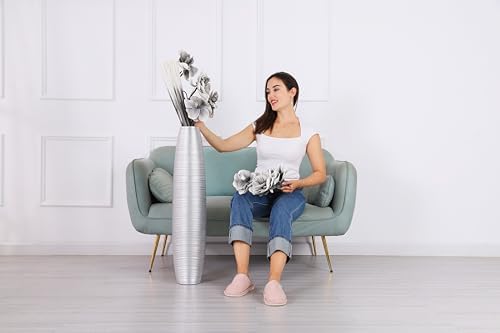 Leewadee Decorative Tall Floor Vase for Living Room Decor, 34 inches, Silver, Resin - Image 4