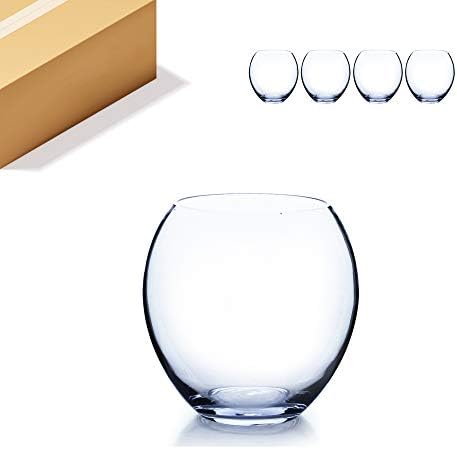 WGV Bowl Glass Vase Bulk, Diameter 7.5", Height 8", (Multiple Sizes Choices) Clear Egg Oval Jar Floral Planter Terrarium for Wedding Event Home Decor, 4 Pieces (VBW0608) by WGVInternational-OpusGlassware
