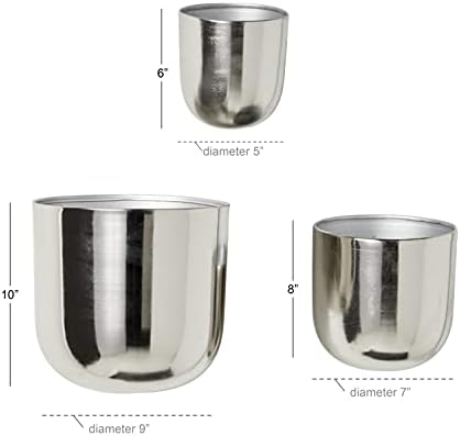 Deco 79 Metal Indoor Outdoor Floating Wall Planter, Set of 3 9", 7", 6"H, Silver - Image 4